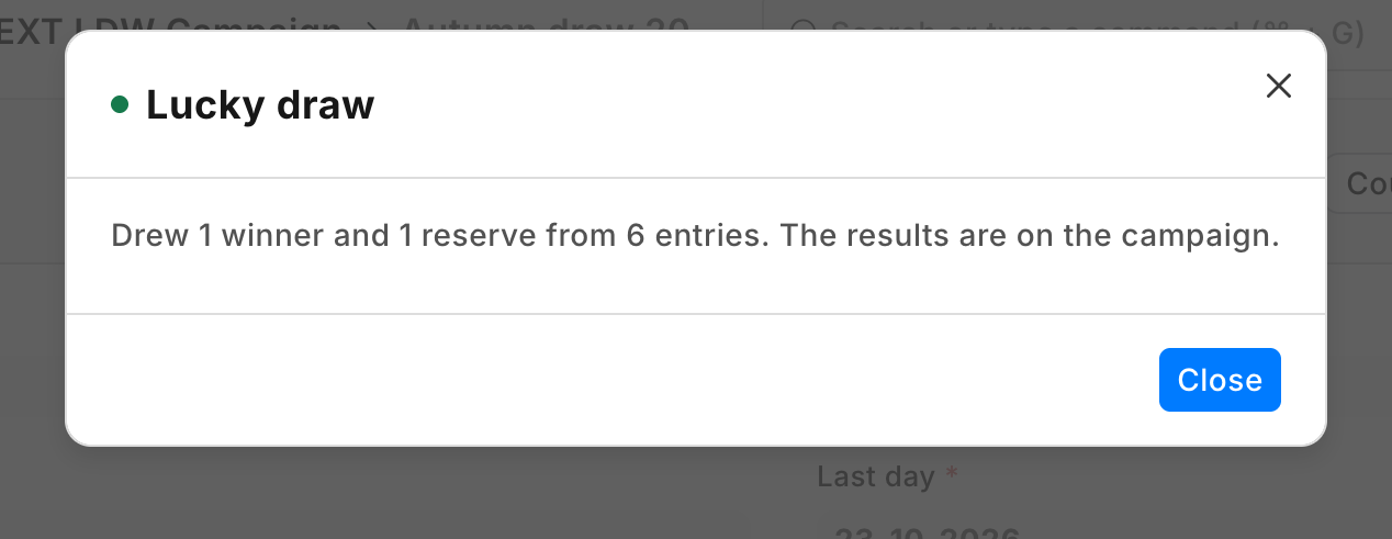 One winner and one reserve drawn