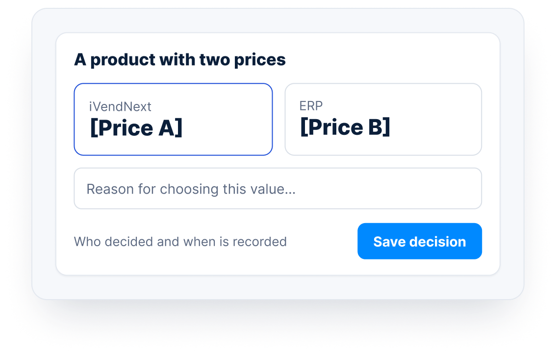 iVendNext Integrations Hub Data Mismatch Resolution